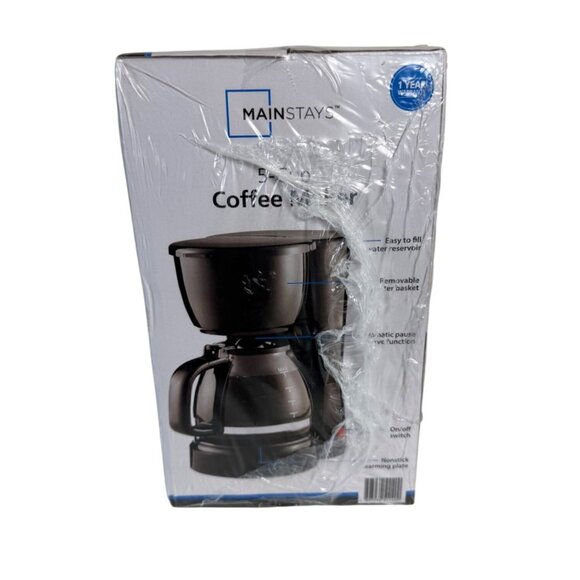 Mainstays 5 Cup Coffee Maker Kitchen Appliance Brew Senior Living College Dorm - Picture 9 of 11